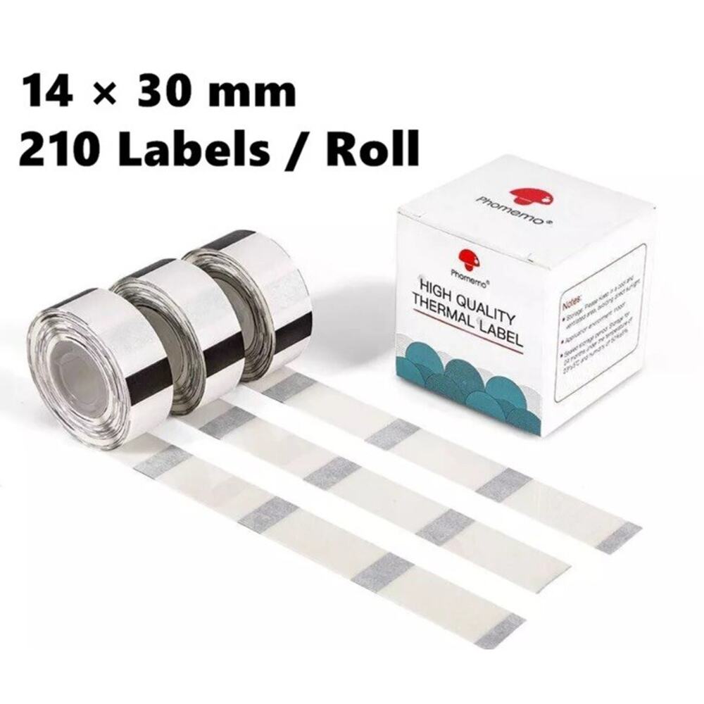 Square 14 x 30 mm Transparent Sticker Thermal Labels for Phomemo D30 | 3 Rolls